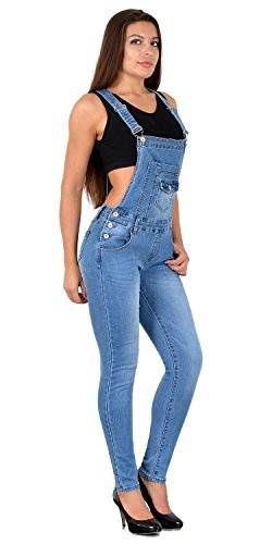 ESRA Damen Jeans Latzhose Skinny Latzjeans Overall Jeans-Latzhose mit Träger H340 von ESRA