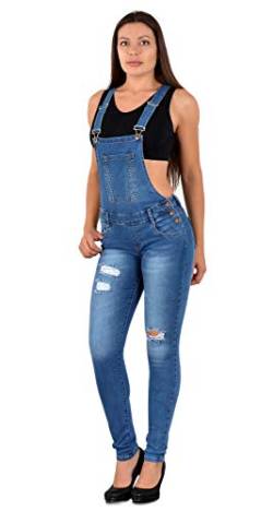 ESRA Damen Jeans Latzhose Skinny Latzjeans Overall Jeans-Latzhose mit Träger H340 von ESRA