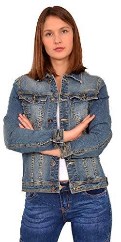 ESRA Damen Jeansjacke Damen Jeans Jacke mit Blumen Stickerei große Größen bis Übergrösse M03 von ESRA