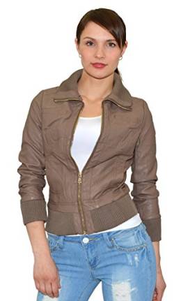 ESRA Damen Lederjacke Damen Collegejacke Damen Jacke Kunstleder in 15 Farben M08 von ESRA