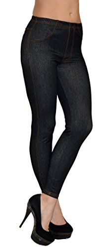 ESRA Damen Leggings Jeanslook Jeans-Look Jeggings Damen Jeans Legings Hose bis übergröße 48 50 - L61 von ESRA
