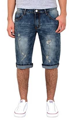 ESRA Herren Jeans Shorts Kurze Bermuda Shorts Used Look Kurze Hose Basic Jeans Shorts AS430 von ESRA