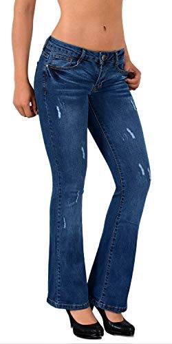 ESRA Jeans Damen Bootcut Jeanhose Damen Schlaghose Bootcut Jeans Damen Jeans Stretch Low Waist Jeans Damen Hüftjeans Weite Hose Damen Flared Jeans Hose Damen bis Übergröße Große Größe B400 von ESRA