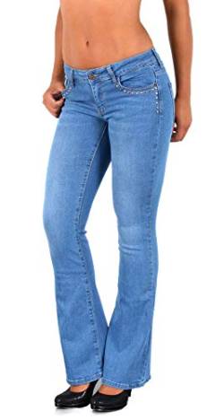 ESRA Jeans Damen Bootcut Jeanhose Damen Schlaghose Bootcut Jeans Damen Jeans Stretch Low Waist Jeans Damen Hüftjeans Weite Hose Damen Flared Jeans Hose Damen bis Übergröße Große Größe B400 von ESRA