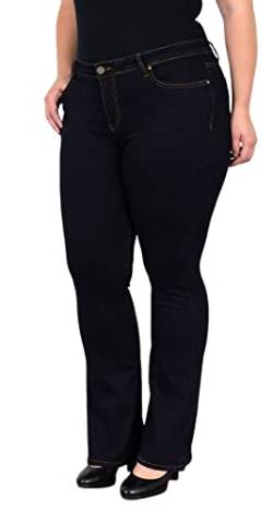 ESRA Jeans Damen Bootcut Jeanshose Flared High Waist Schlaghose Hose Stretch Schlagjeans bis Übergröße Plussize FB1, 50, Indigo Blau J112 von ESRA