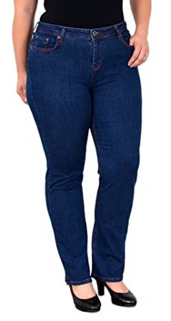 ESRA Jeans Straight High-Waist Jeans Straight Fit Jeans-Hose bis Übergröße Plussize Große Größen Jeans Gerade Schnitt Hose Hoch-Bund Straight Leg Jeans Stretch hoher Bund FG5,Nachtblau J586,48 von ESRA