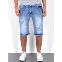 ESRA Jeansshorts A363 Herren Jeans Shorts Hose, bis Übergröße / Plussize Große Größe, Herren kurze Jeans Hose mit 5 Pocket, Herrren kurze Jeanshose mit Stretch, Jeansshorts mit Rissen im Destroyed Look, Herren Capri Jeans Herren Capri Hose Herren Capri Jeanshose Shorts, Herren Shorts Jeans Straight Regular Comfort von ESRA