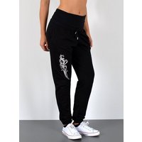 ESRA Jogginghose J480-Jogging Damen Sporthose mit elastischem Gummibund, Damen Fitnesshose Lang Damen Trainingshose, Damen Jogginghose Lang, Straight Hose Damen Stretch, Lange Damen Sporthose Fitnesshose Trainingshose Jogginghose, High Waist Damen Hose Straight Fit von ESRA