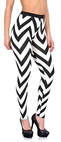 ESRA Sale Angebot Damen Leggings Zebra-Look Legins Schwarz Weiß Hose Gestreifte Legings Gemusterte Leggins L81 von ESRA