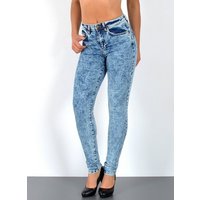 ESRA Skinny-fit-Jeans S800 Damen High Waist Skinny Jeans Hose, bis Übergröße Plussize Große Größe, Enge Damen Jeans-Hose hohe Leibhöhe mit Stretch, Enge Röhrenjeans Hoch Bund Taille Jeans von ESRA