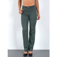 ESRA Stoffhose T101 Damen Straight Fit Hose High Waist, bis Übergrößen / Plussize Große Größen, Damen Stoffhose Lang Regular Fit hohe Leibhöhe, Gerades Bein Arbeit Hose Hoch Bund Chinohose, Gerade Schnitt Business Hose hoher Bund, Straight Leg Anzughose mit Stretch, Jeans Büro Hose Lang, Regular Fit, Strech Damen Hose Damen Stretch, Hose Damen High-Waist Hose Straight Leg von ESRA