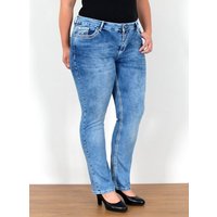 ESRA Straight-Jeans FG11 Straight Fit Jeans Damen High Waist Hose mit weißer Naht bis Plus Size, Straight Jeans Hose Stretch hohe Leibhöhe dicke Naht bis Große Größe, Gerade Schnitt Jeanshose Hoch Bund Kontrastnähte bis Übergröße, Regular Jeans High Waist Hose Damen Jeans Straight mit dicken Nähten, Jeans Damen Jeans Hose Damen Hose, High Waist Jeans Damen High Waist, Damen Jeans Stretch Hose Damen, Damen Jeans Straight Damen Jeans, Hose Straight Leg Jeans Straight Fit Hose von ESRA