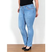 ESRA Straight-Jeans FJ755 High Waist Jeans Damen Straight Fit mit dicker Naht bis Übergröße, Straight Leg Jeans Hose Stretch hohe Leibhöhe Kontrastnähte Plus Size, Gerade Schnitt Jeanshose Hoch Bund weiße Naht rote Naht bis Große Größe, Regular Fit Jeans High Waist Hose Damen Jeans Straight mit dicken Nähten, Hose Straight Leg Jeans Straight Fit Hose, Damen Jeans Straight Damen Jeans, High Waist Jeans Damen High Waist, Jeans Damen Jeans Hose Damen Hose von ESRA