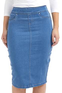 ESTEEZ Denim Jeans Röcke für Frauen Knielang - Damen Bleistift Stretch Bescheidene Hohe Taille Denim Röcke - Siena, Hell, blau, 50 von ESTEEZ