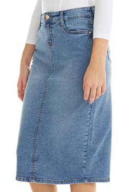 ESTEEZ Denim Jeans Röcke für Frauen Midi Länge - Damen Bleistift Stretch Bescheidene Jeansröcke - Mailand, Vintage-Blau, 38 von ESTEEZ