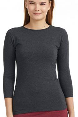 ESTEEZ T-Shirt mit 3/4-Ärmeln für Damen, Baselayer-Top, eng anliegend unter Schlupfkasacks, anthrazit, Klein von ESTEEZ