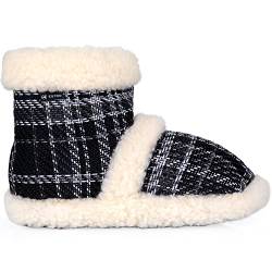 ESTRO Damen Hausschuhe - Bequeme und Warme Pantoffeln aus Merinowolle, Rutschfeste Außensohle, Unisex Pantoletten für Winter B03 (38/39, Kariert) von ESTRO