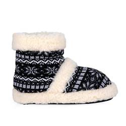 ESTRO Damen Hausschuhe - Bequeme und Warme Pantoffeln aus Merinowolle, rutschfeste Außensohle, Unisex Pantoletten für Winter B03 (44/45, Schwarz) von ESTRO