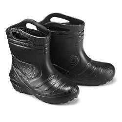 ESTRO Kinder Gummistiefel Mädchen Gefüttert - Regenstiefel Kinder Gummistiefel Kinder Leicht Regenschuhe Kinder Gummistiefel Jungen Gefüttert K051 (27 EU, Schwarz) von ESTRO