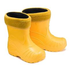 ESTRO Regenschuhe Kinder Gummistiefel Jungen - Regenstiefel Kinder Gefütterte Gummistiefel Kinder Winter Kinder Gummistiefel Mädchen K050 (24 EU, Gelb) von ESTRO