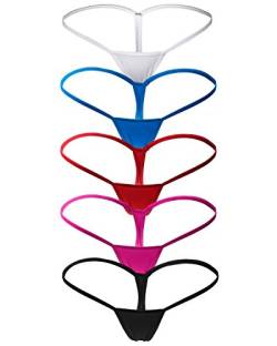 ETAOLINE Damen low rise micro zurück g-string tangas schlüpfer-unterwäsche 5 Pack (5 Colors) Medium von ETAOLINE