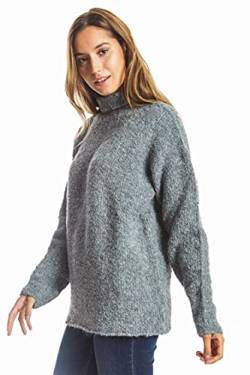 ETERKNITY - Bouclé-Strick Pullover mit Rollkragen für Damen, Grau, S von ETERKNITY