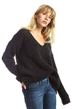 ETERKNITY - Bouclé-Strick Pullover mit V-Ausschnitt für Damen, Schwarz, M von ETERKNITY