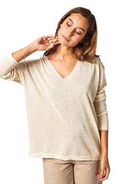 ETERKNITY - Damen Oversized V-Ausschnitt Pullover in nachhaltiger Viskose, natur, S von ETERKNITY