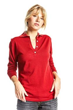 ETERKNITY - Damen Pullover mit Polo Ausschnitt aus Extra Fine Merinowolle, Rot, L von ETERKNITY