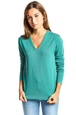 ETERKNITY - Damen Pullover mit V-Ausschnitt aus Extra Fine Merinowolle, Moosgrün, M von ETERKNITY