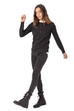 ETERKNITY Damen Strickjacke mit Rundhalsausschnitt und extra feiner Merinowolle, Schwarz , L von ETERKNITY