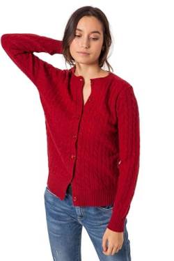 ETERKNITY Damen Strickjacke mit Rundhalsausschnitt und extra feiner Merinowolle, rot, S von ETERKNITY