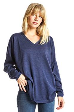 ETERKNITY - Oversize Pullover mit V-Ausschnitt aus Extra Fine Merinowolle für Damen, Marineblau, M von ETERKNITY