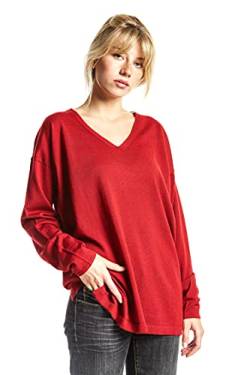 ETERKNITY - Oversize Pullover mit V-Ausschnitt aus Extra Fine Merinowolle für Damen, Rot, M von ETERKNITY