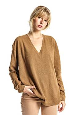 ETERKNITY - Oversize Pullover mit V-Ausschnitt aus Recyceltem Material für Damen, Camel, L von ETERKNITY