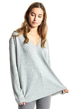 ETERKNITY - Oversize Pullover mit V-Ausschnitt aus Recyceltem Material für Damen, Hellgrau, M von ETERKNITY
