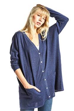 ETERKNITY - Oversize Strickjacke aus Extra Fine Merinowolle für Damen, Marineblau, L von ETERKNITY