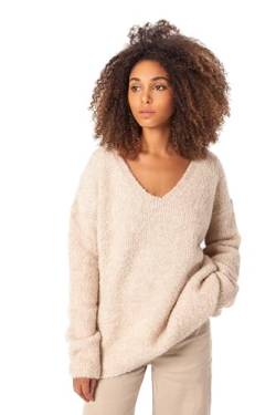 ETERKNITY Pullover für Damen aus Baumwolle mit V-Ausschnitt, ekrü, M von ETERKNITY
