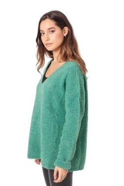 ETERKNITY Pullover für Damen aus Baumwolle mit V-Ausschnitt, grün, M von ETERKNITY