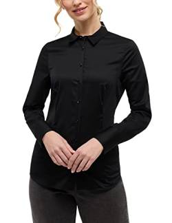ETERNA Fitted Bluse Langarm Hemdkragen Stretch schwarz Größe 42 von ETERNA