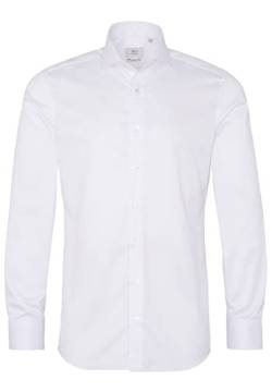 eterna Langarm Hemd Slim FIT Twill unifarben, Weiß, W41 Langarm von ETERNA