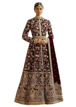 ETHNIC EMPORIUM Indische Braut Frau schwer bestickt muslimische Pailletten Designer Anzug Set 2719, Braun, Medium von ETHNIC EMPORIUM