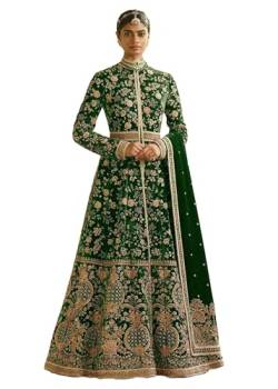 ETHNIC EMPORIUM Indische Braut Frau schwer bestickt muslimische Pailletten Designer Anzug Set 2719, Grün , Medium von ETHNIC EMPORIUM