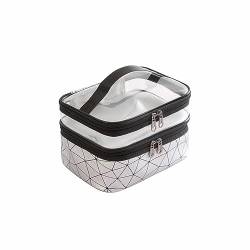Exquisit Doppelschichtige Reise-Kulturtasche, Leder-Kosmetiktasche, tragbare Organizer-Waschtasche für das Fitnessstudio tragbar von ETHORY