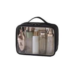 Exquisit Transparente tragbare Kulturtasche, Leder-Reise-Make-up-Aufbewahrungstasche, große Kapazität, Dusch-Waschtasche tragbar von ETHORY
