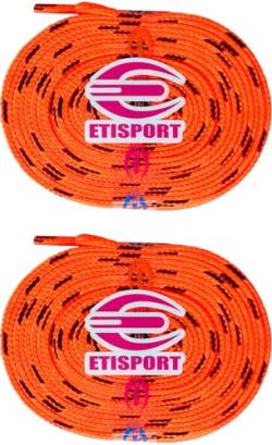 ETISPORT Paar professionelle flache Schnürsenkel für Hockey- und Schlittschuhe und Riemen mit Rollen. Beständig. Länge jeweils 3 m | 118in. (‎Fluoreszierendes Orange) von ETISPORT