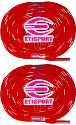 ETISPORT Paar professionelle flache Schnürsenkel für Hockey- und Schlittschuhe und Riemen mit Rollen. Beständig. Länge jeweils 3 m | 118in. (Rot) von ETISPORT