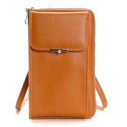 ETORRY Damen Handy Umhängetasche PU Leder Crossbody Bag Damen Handytasche zum Umhängen mit Verstellbarem Riemen Kartenschlitze und Münzgeldbörse. (Brown) von ETORRY