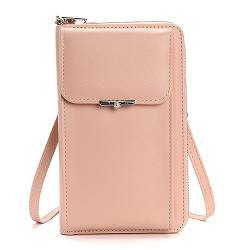 ETORRY Damen Handy Umhängetasche PU Leder Crossbody Bag Damen Handytasche zum Umhängen mit Verstellbarem Riemen Kartenschlitze und Münzgeldbörse. (Pink) von ETORRY