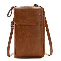 ETORRY Handytasche Zum Umhängen Damen, Multifunktionale Crossbody Geldbörse PU Leder Schultertasche mit Kartenfächer Handy Umhängetasche RFID Schutz Verstellbar Schultergurt. (Brown) von ETORRY